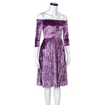 Womens Off Shoulder Velvet Dress