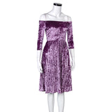 Womens Off Shoulder Velvet Dress